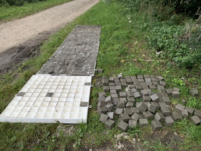 Kostky vyrobené z rybničního bahna.